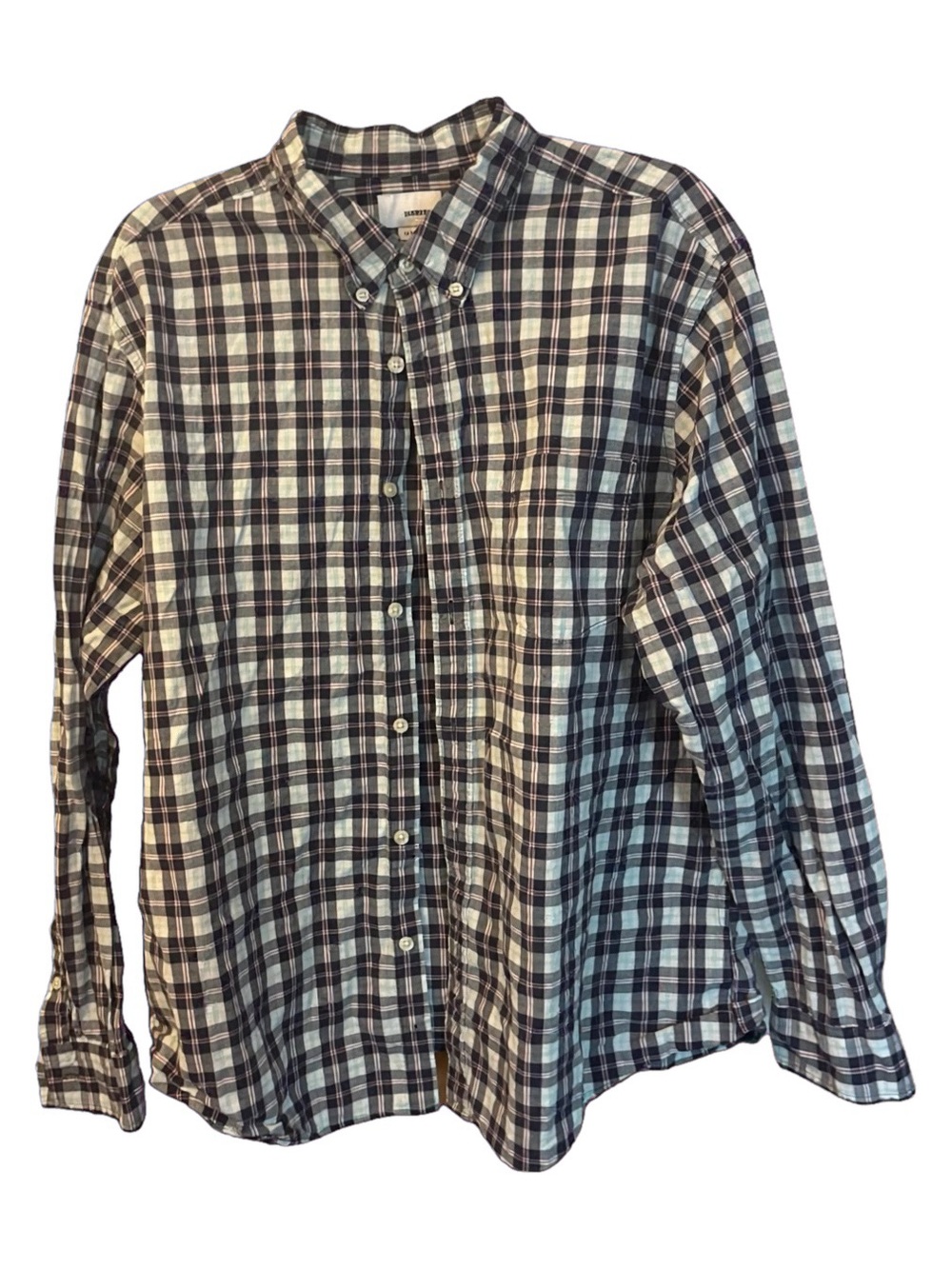Sonoma Goods for Life Men's Blue Plaid Long Sleeve Button-Up Shirt Size 2XL